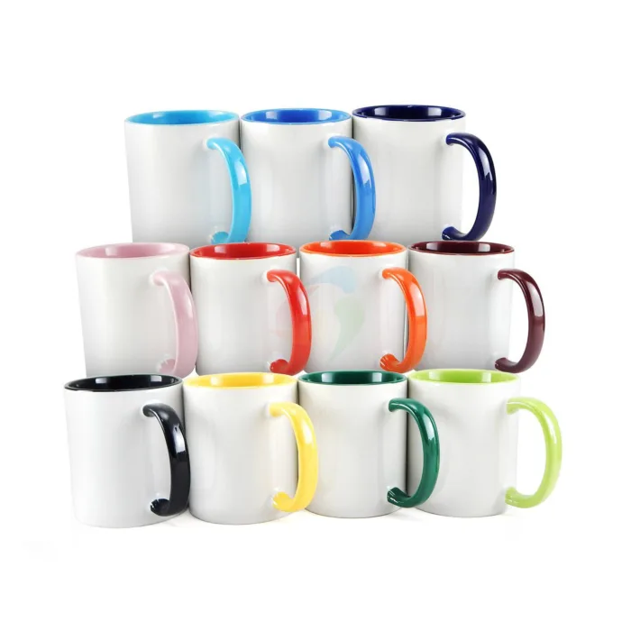 Caneca com alça e interior colorido